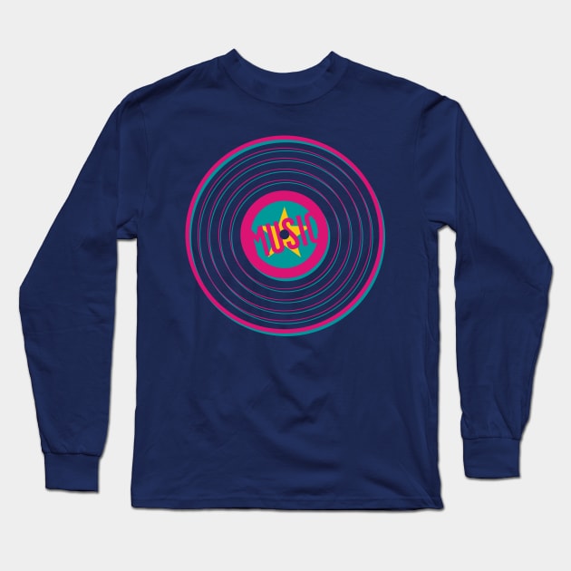 Retro Vinyl Music II Long Sleeve T-Shirt by Dellan